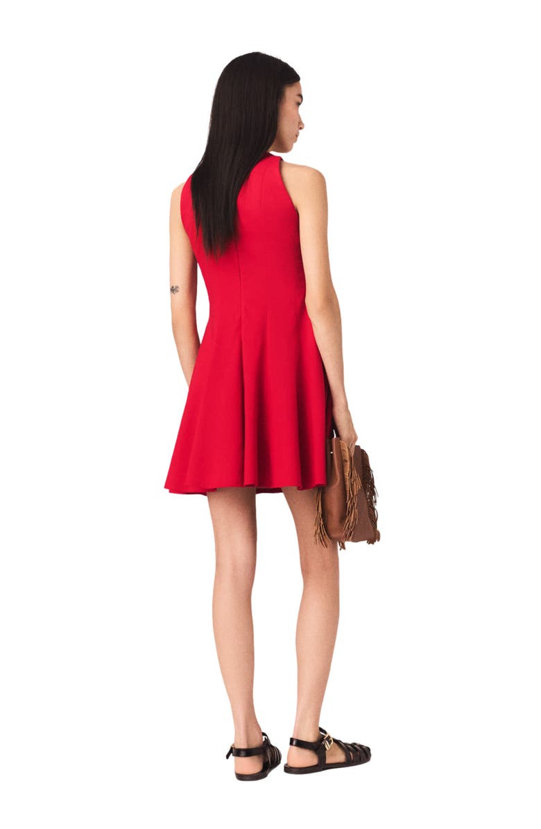 maje Short flared linen-blend dress, Alternate, color, Red