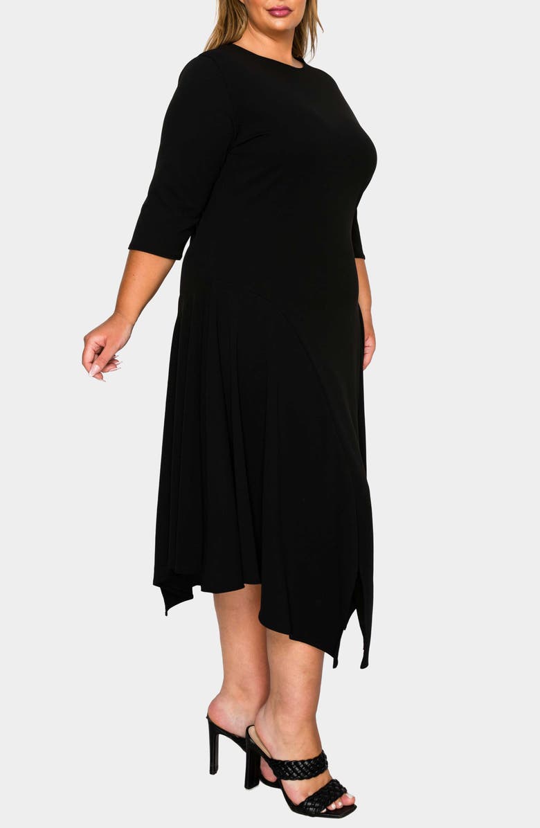 L I V D Vida Asymmetric Split Hem Crepe Maxi Dress, Alternate, color, Black