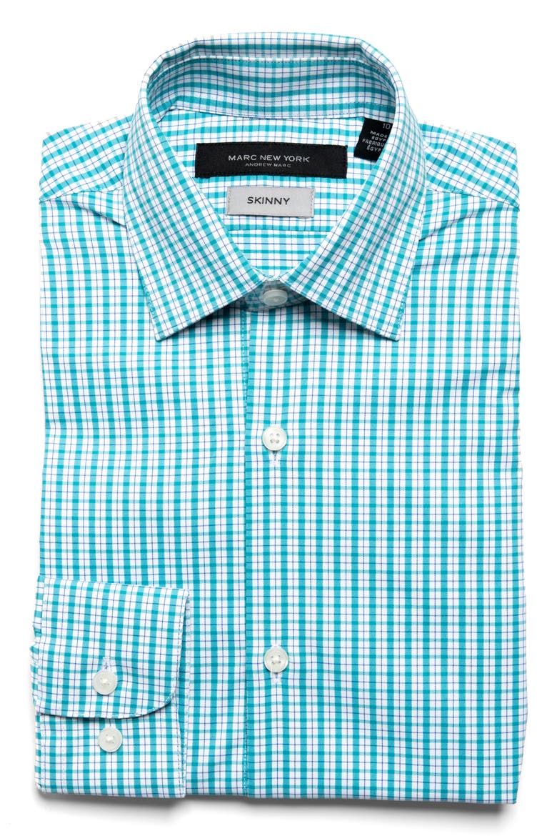 Kids' Plaid Button-Up Shirt, Main, color, WHITE/ GREEN