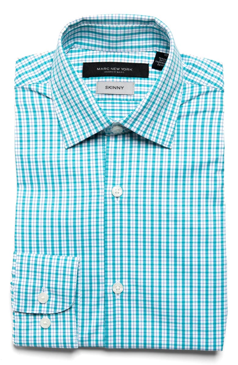 Andrew Marc Kids
 Plaid Button-Up Shirt, Main, color, White/ Green