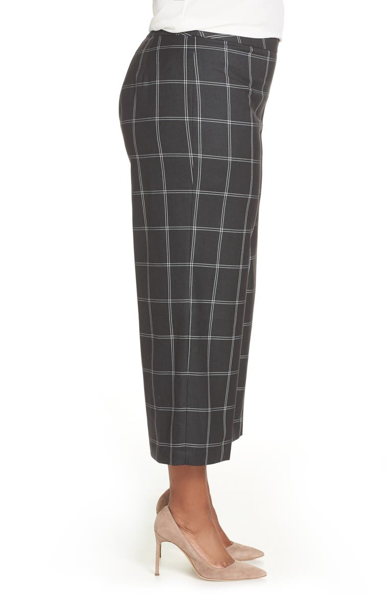 Sejour Windowpane Check Wide Leg Crop Pants, Alternate, color, 