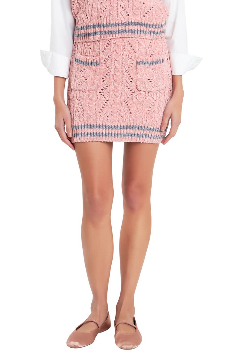 Chenille Miniskirt, Main, color, PINK/ GREY