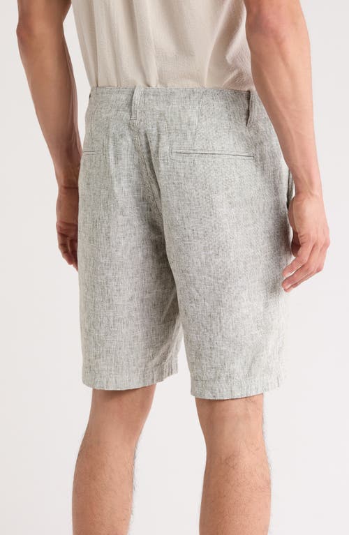 14th & Union Linen Blend Trim Fit Shorts In Olive Night- White Eoe