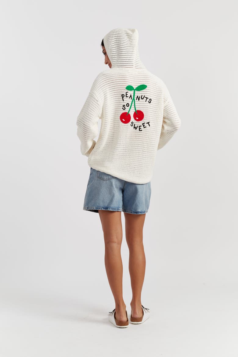 Cotton Snoopy Crochet Hoodie, Alternate, color, Cream