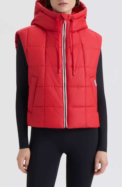 Hunter Lindsey Quilted Coated Water Repellent Vest In Red