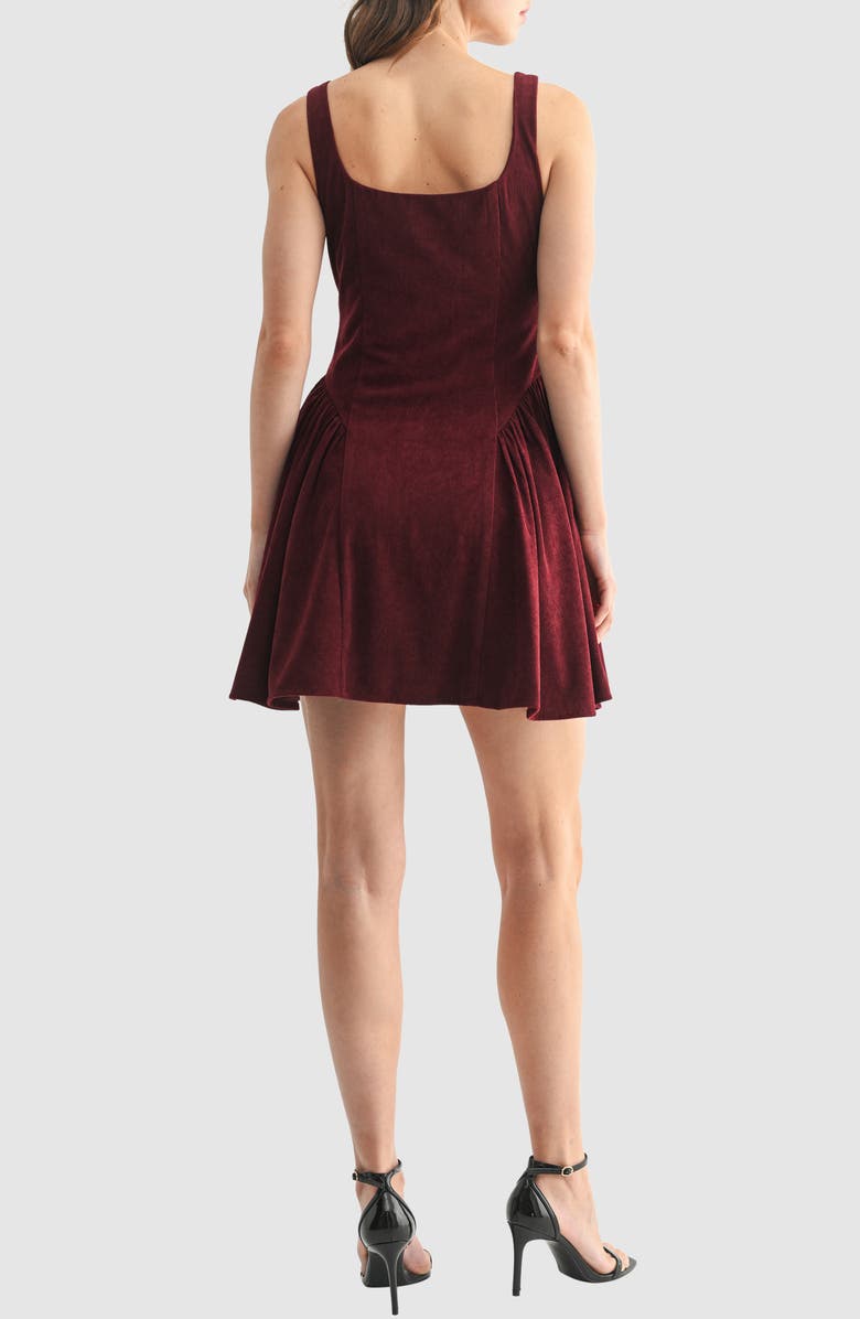 Lush Corduroy Button Flare Minidress, Alternate, color, Burgundy