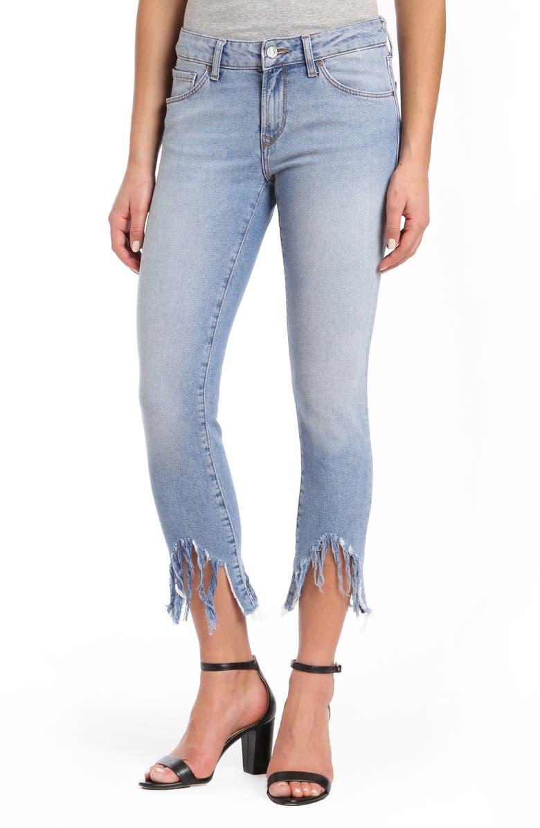 Mavi Jeans Adriana Sharkbite Fringe Super Skinny Jeans, Main, color, 