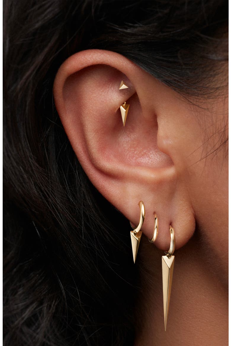 Single Faceted Spike Clicker Earring, Alternate, color, WHITE GOLD
