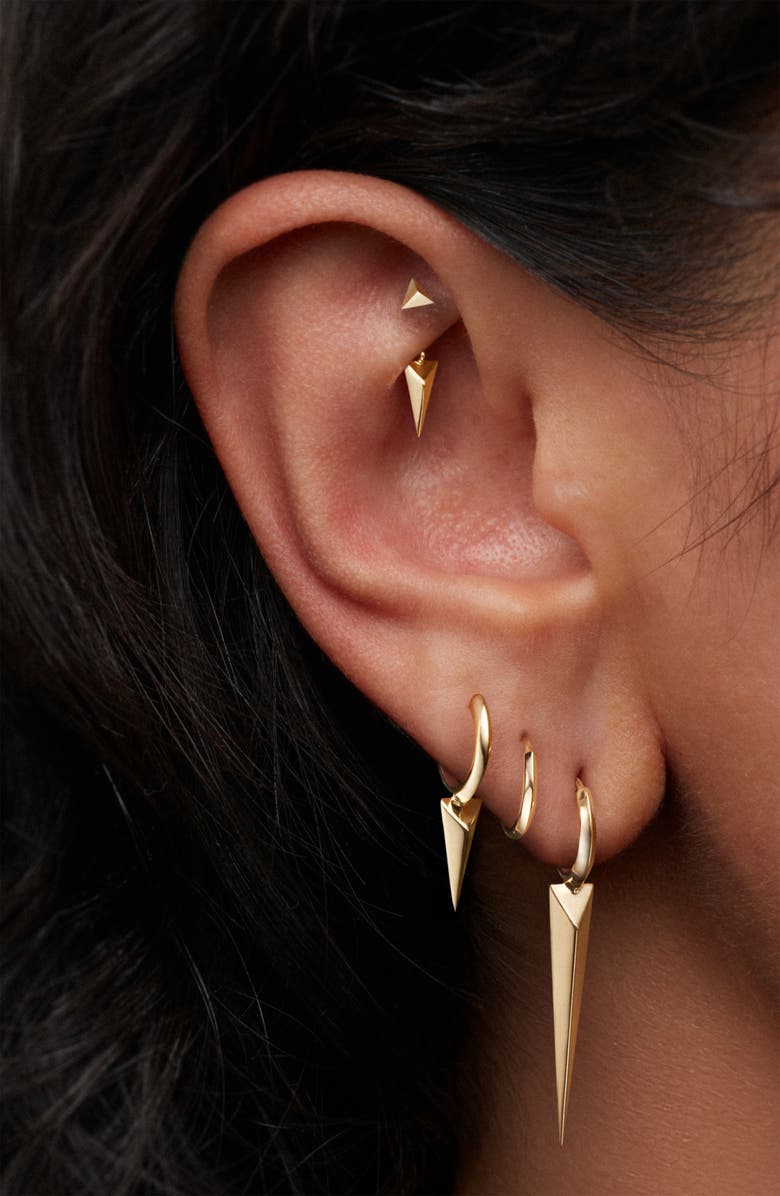 MARIA TASH Faceted Single Long Spike Hoop Earring, Alternate, color, Yellow Gold