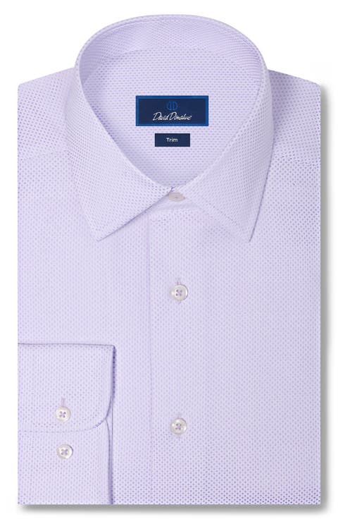 Trim Fit Light Purple Dobby Dot Cotton Dress Shirt