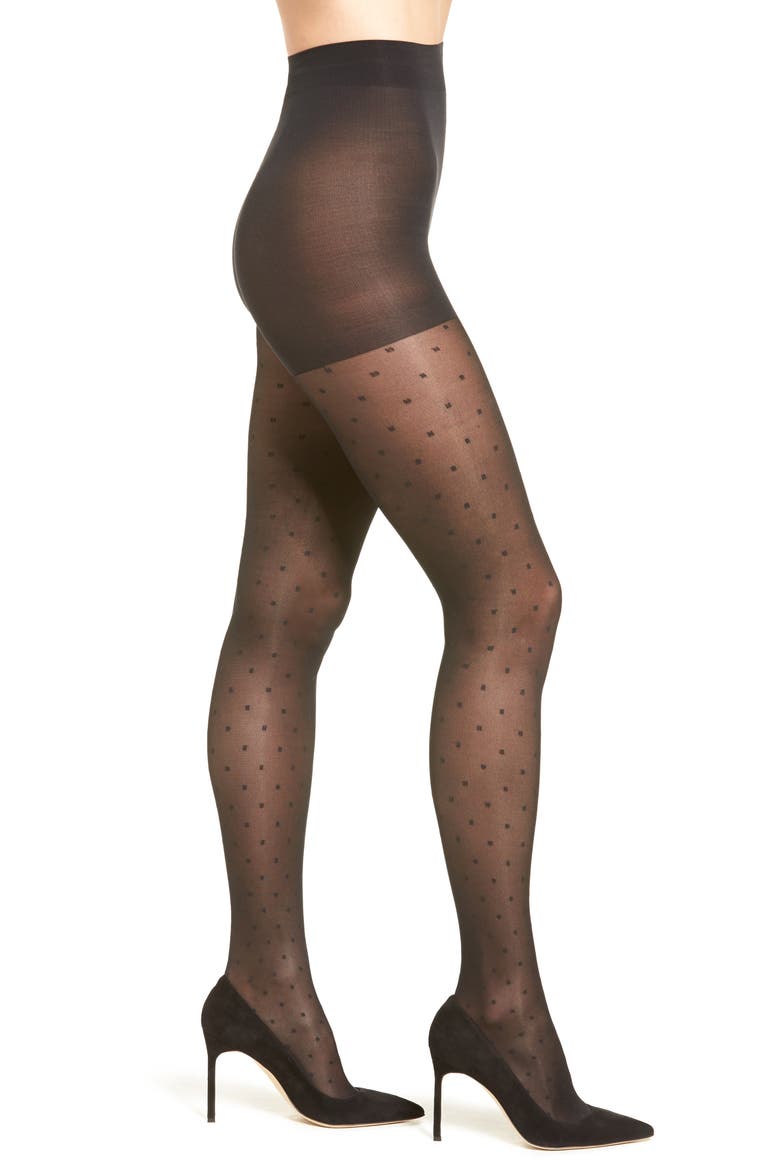 Polka Dottie Tights, Main, color, BLACK
