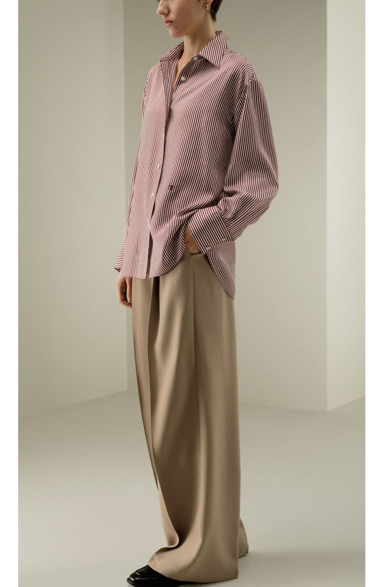 Lilysilk Ancora Red Oversized Striped Shirt, Alternate, color, Red-White Pinstripes