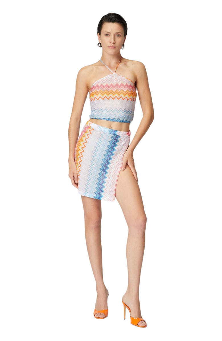 Missoni Lamé Zigzag Viscose Blend Top With Halter Neckline, Alternate, color, 