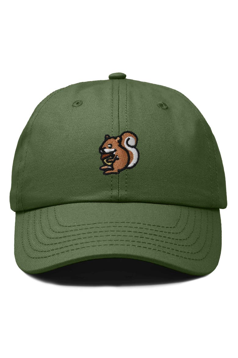 Squirrel Embroidered Outdoor Cap, Main, color, Olive