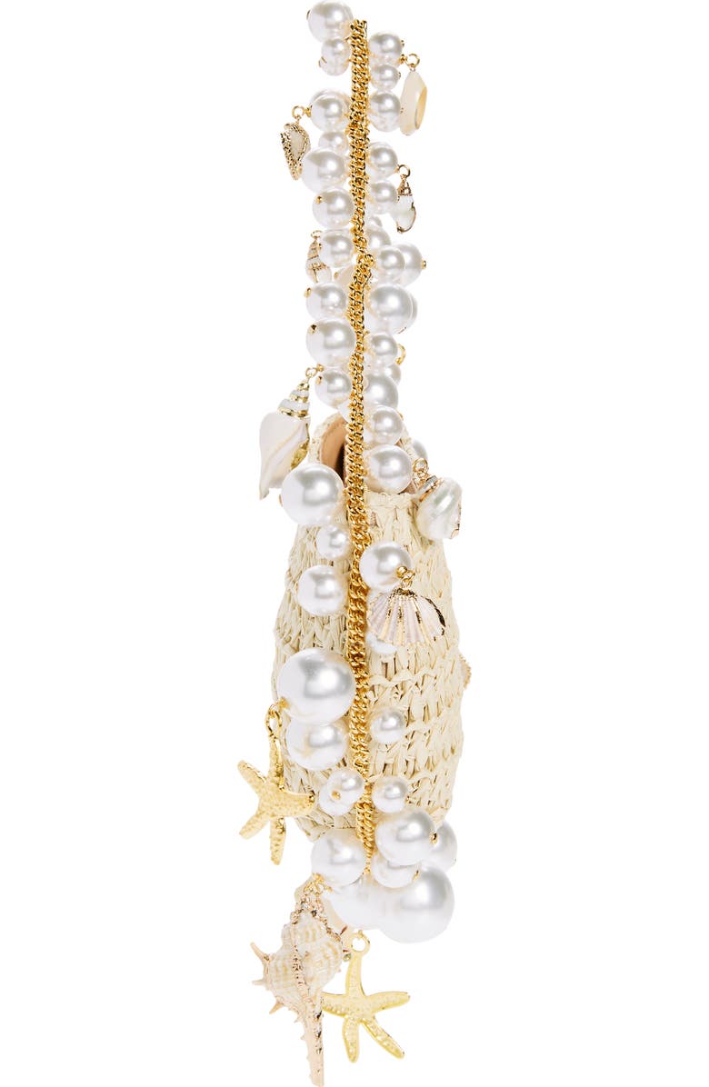 L’alingi Cluster Shell Imitation Pearl Raffia Shoulder Bag, Alternate, color,