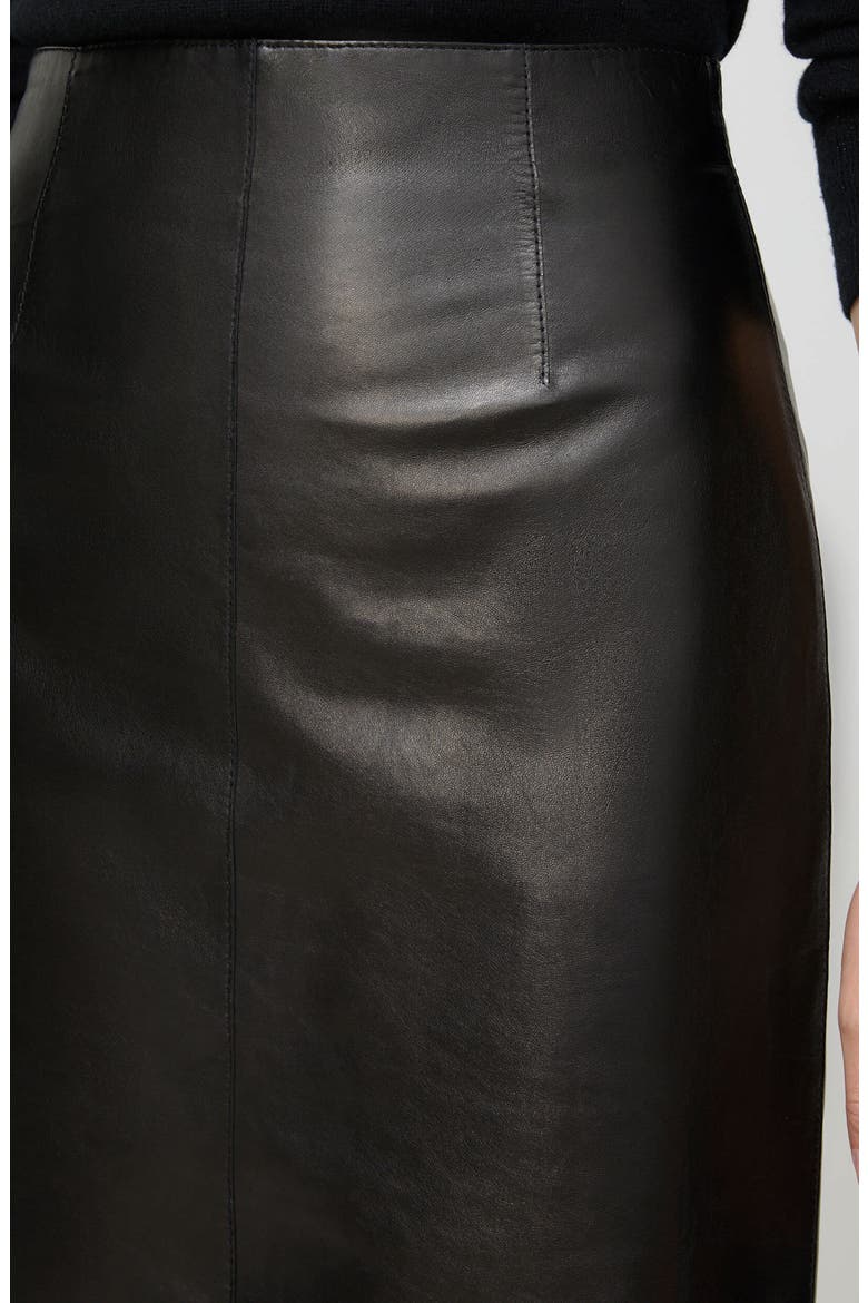High Waist Napa Leather Miniskirt, Alternate, color, BLACK