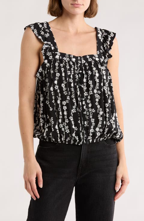 Floral Ruffle Strap Tank