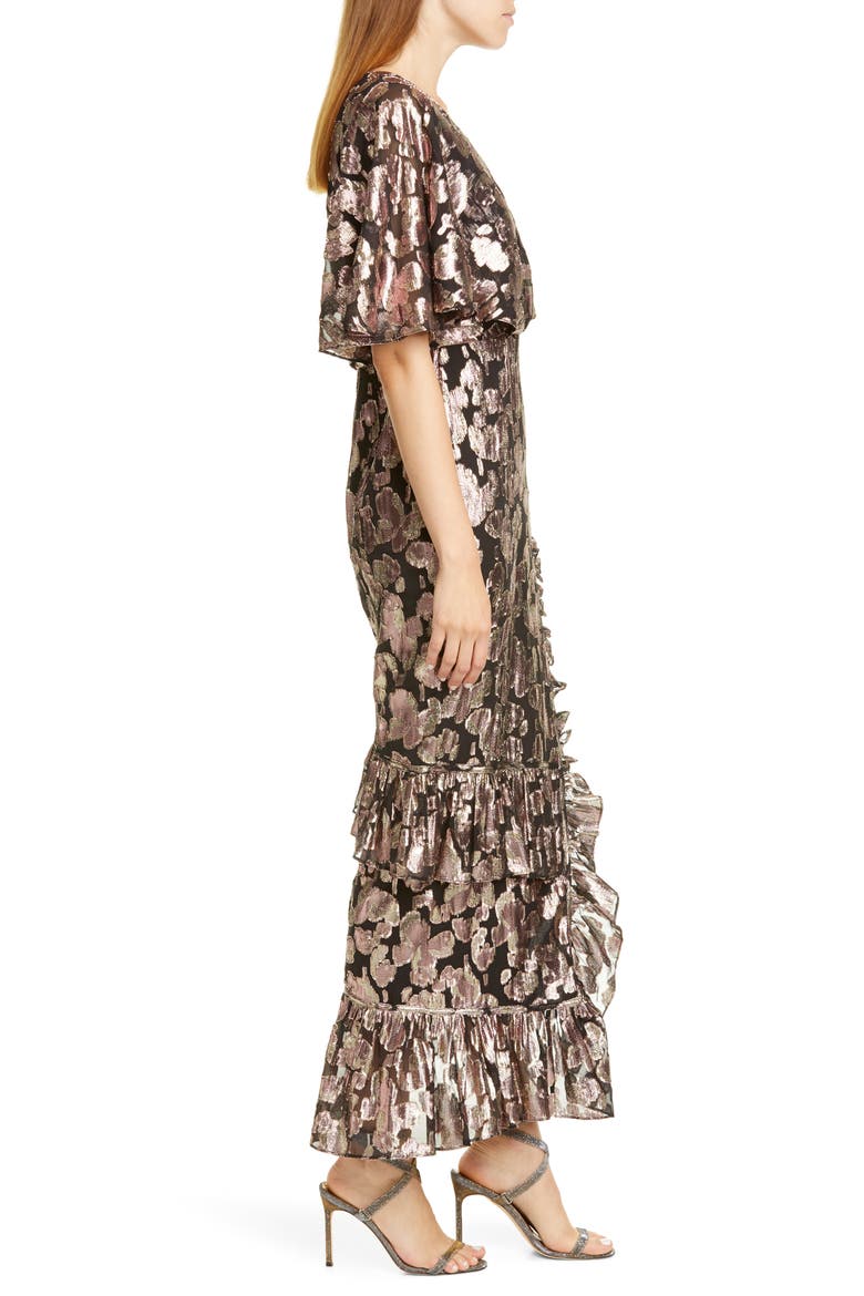 Ruffle Hem Silk Blend Dress, Alternate, color, 791-ROSE PURL