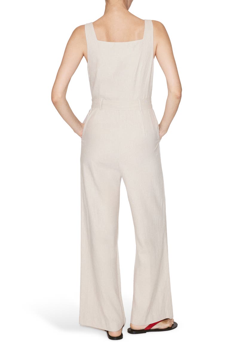Sleeveless Linen Blend Jumpsuit, Alternate, color, SAND