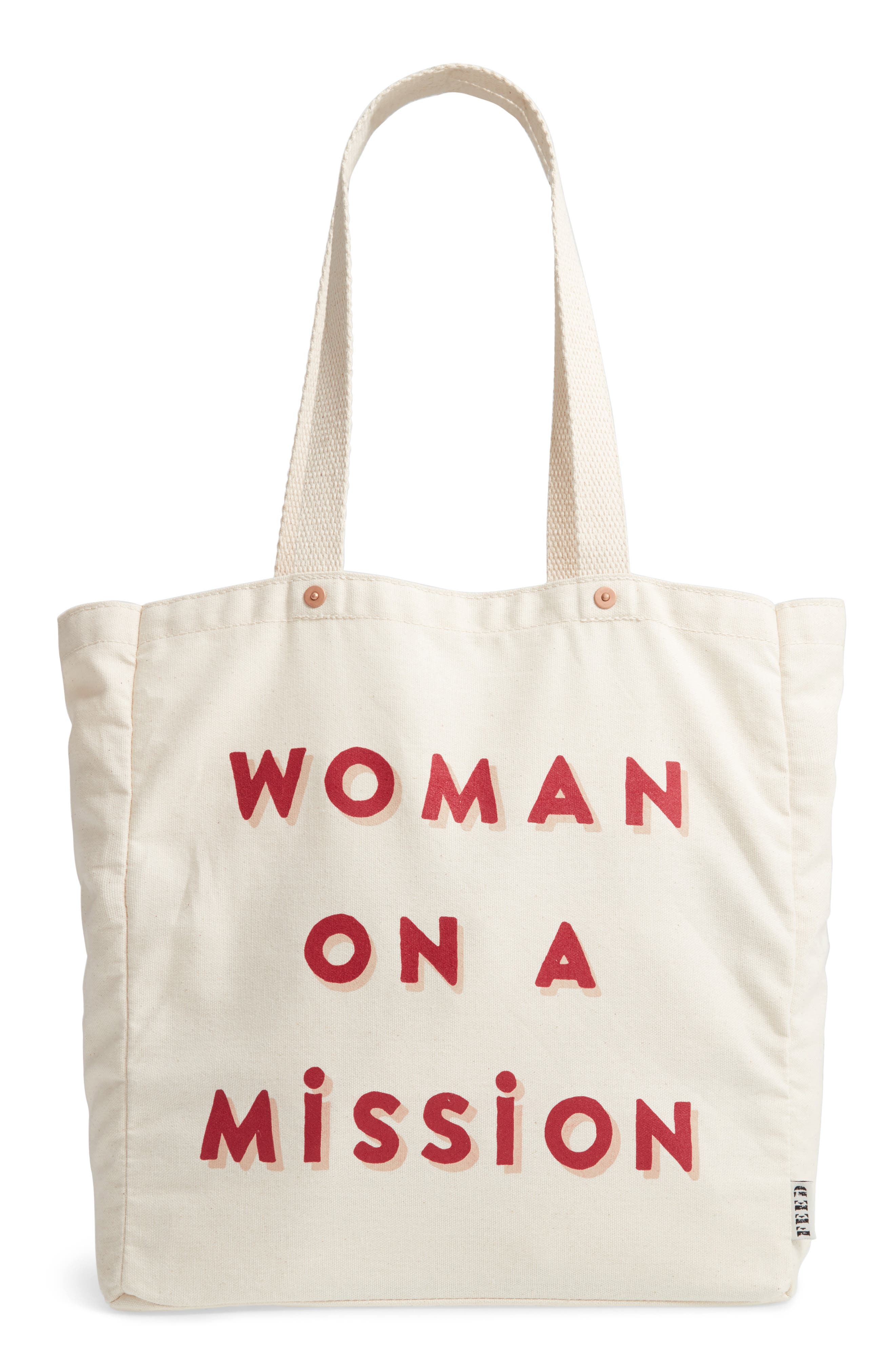 FEED Woman on a Mission Canvas Tote, Main, color, 