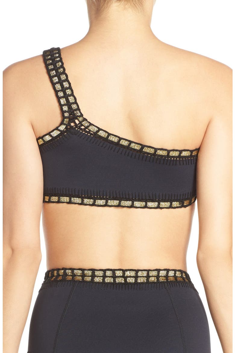'ChaCha' One-Shoulder Bikini Top, Alternate, color, BLACK/ GOLD