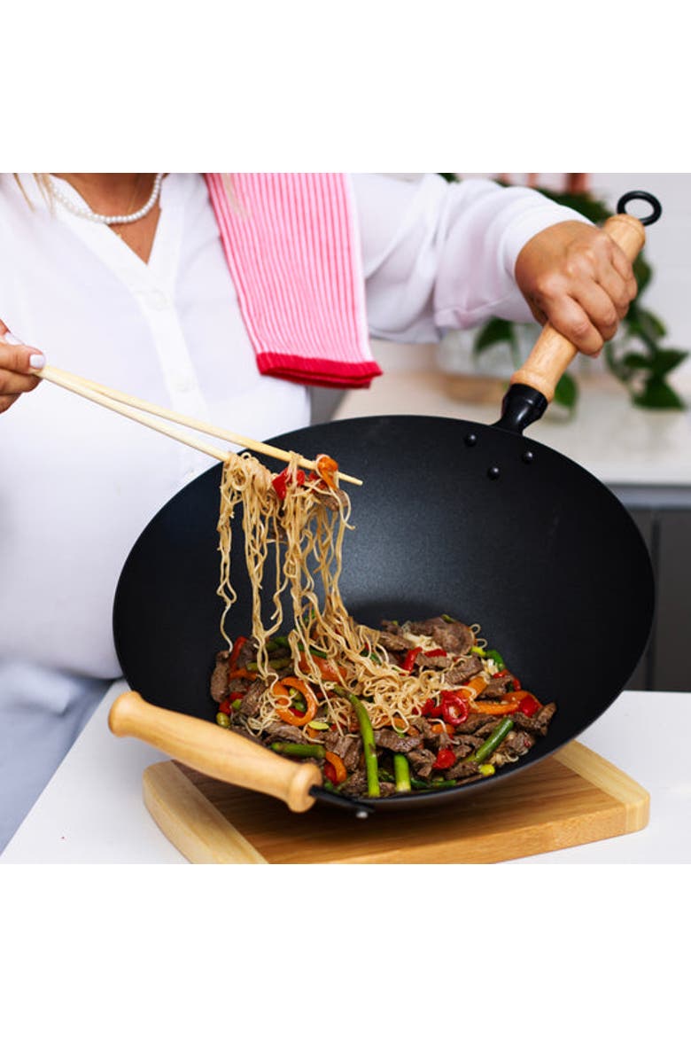 Professional Series Nonstick 14" Wok Bundle, 13 piece, Alternate, color, Bamboo/Carbon Steel
