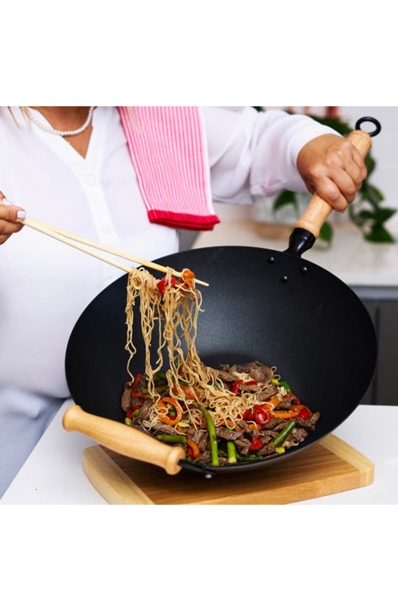 JOYCE CHEN Professional Series Nonstick 14" Wok Bundle, 13 piece, Alternate, color, Bamboo/Carbon Steel