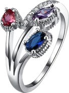 DLORIA Multicolor Flower Ring with Cubic Zirconia Stones