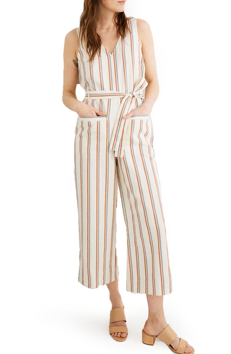 Madewell Stripe Pull-On Jumpsuit, Main, color, 