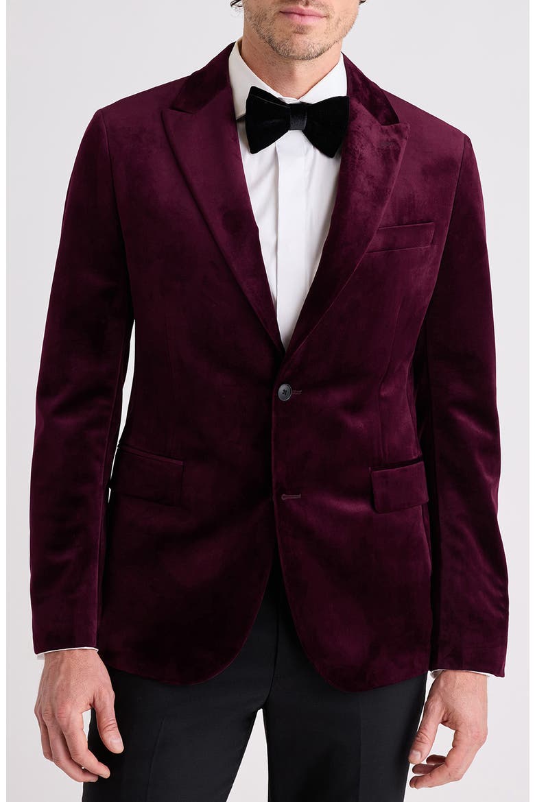 Jetsetter Slim Fit Velvet Blazer, Main, color, BURGUNDY
