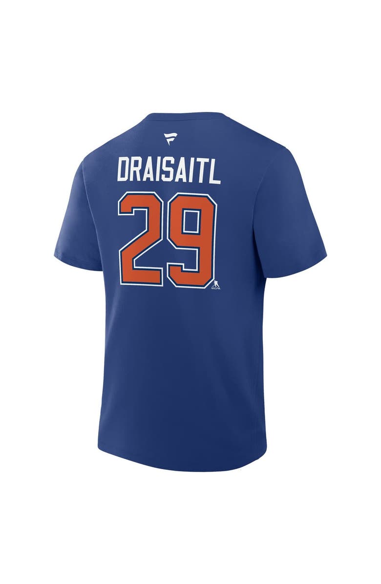FANATICS Men's Fanatics Leon Draisaitl Royal Edmonton Oilers Authentic Stack Name & Number T-Shirt, Alternate, color, Royal