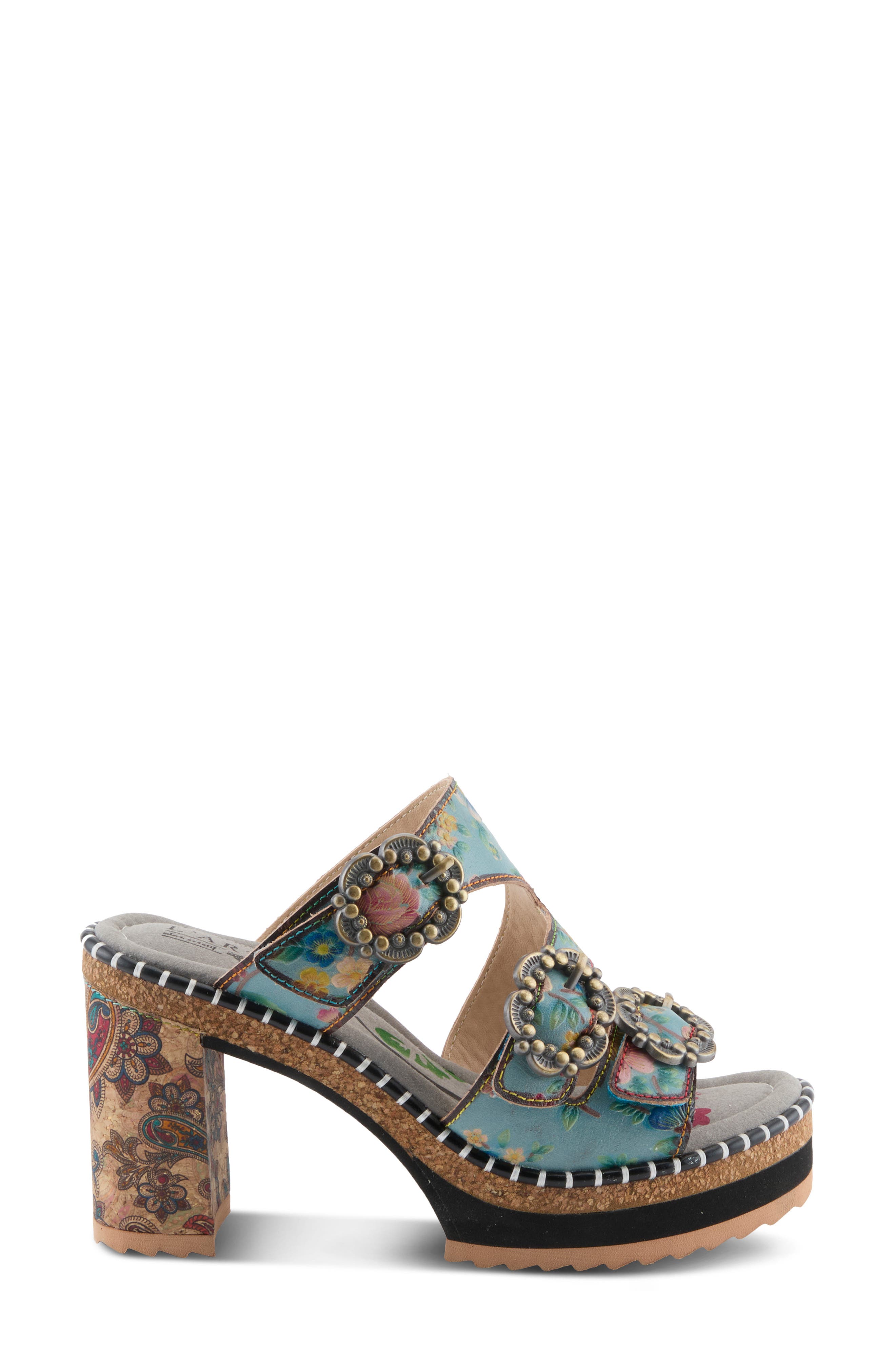 L'Artiste by Spring Step Milemarker Platform Slide Sandal, Alternate, color, Blue Multi