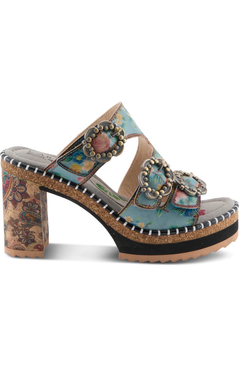 L'Artiste by Spring Step Milemarker Platform Slide Sandal, Alternate, color, Blue Multi