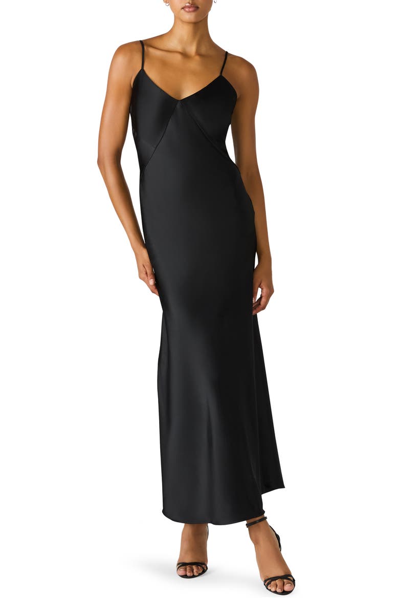 Myla Sequin Crop Top & Maxi Slipdress Set, Alternate, color, BLACK