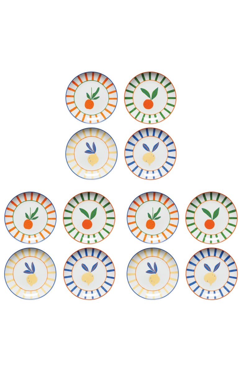 Danica Brands Set of 12 Appie Plates Citrus Burst, Main, color, Citrus