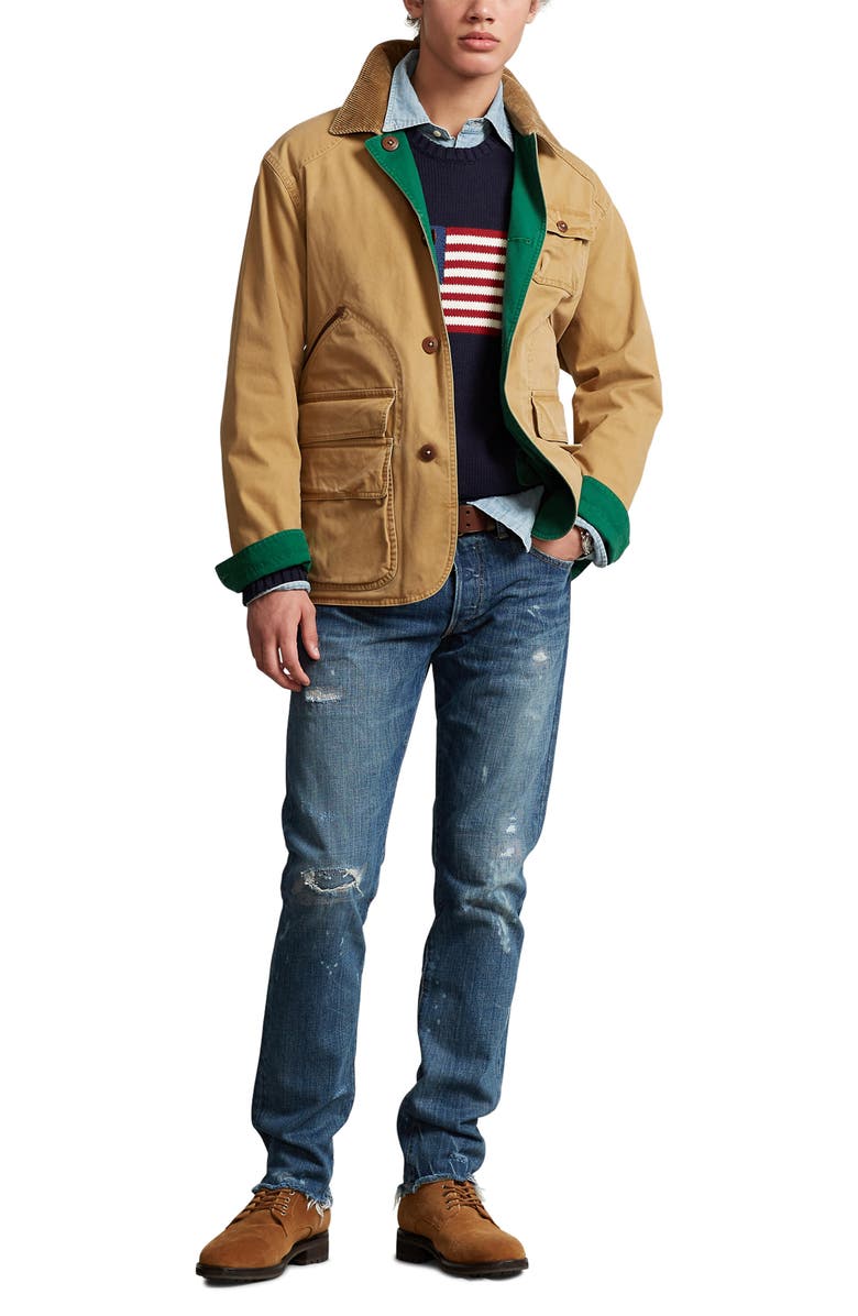 Polo Ralph Lauren Kilborn Reversible Cotton Canvas Safari Jacket, Alternate, color, Dayback Tan X/ New Forest