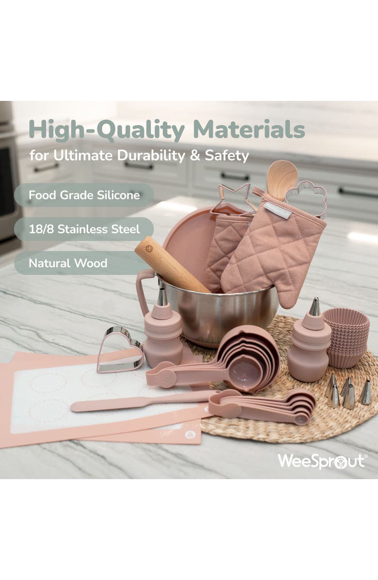 WeeSprout Little Chef Kids Baking Set, 38 Pieces, Alternate, color, Green