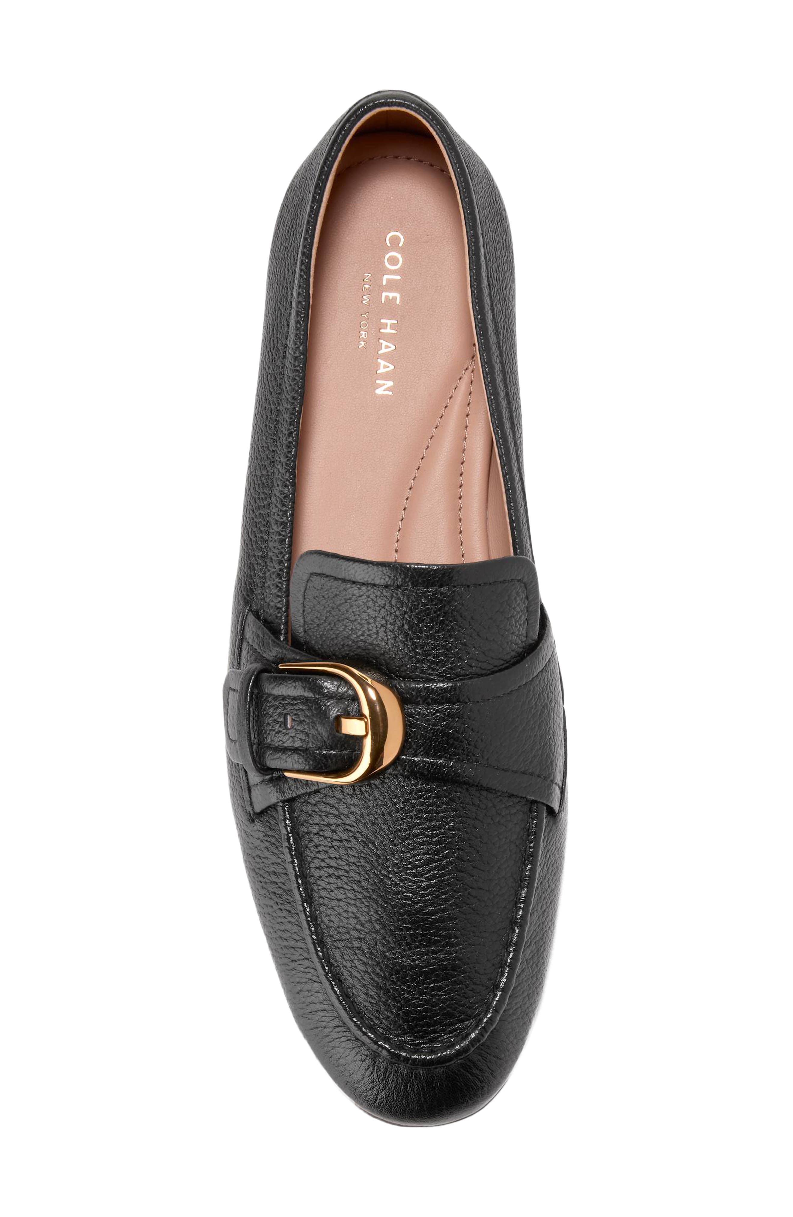 Cole Haan Grand Ambition Alette Buckle Loafer, Alternate, color, Black Tumbled Leather