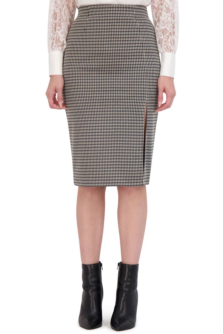 Front Slit Pencil Skirt, Main, color, BLACK/ WHITE