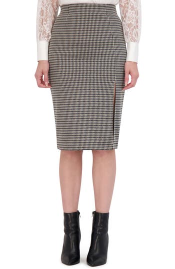 Ookie & Lala Front Slit Pencil Skirt In Black/white
