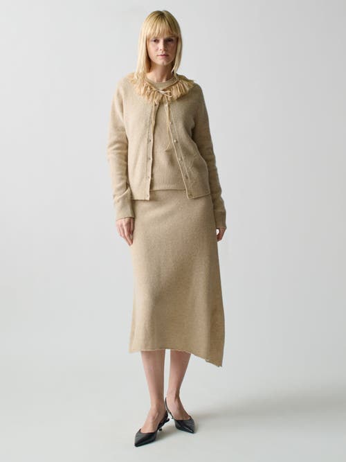 Lingua Franca Brushed Wool A-Line Skirt in Linen 