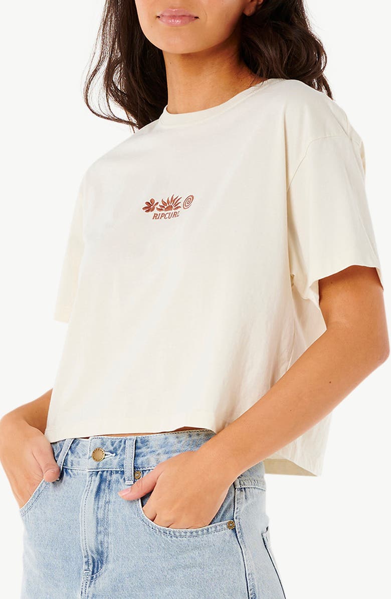 Rip Curl Tokens Embroidered Logo Crop T-Shirt, Alternate, color, Bone
