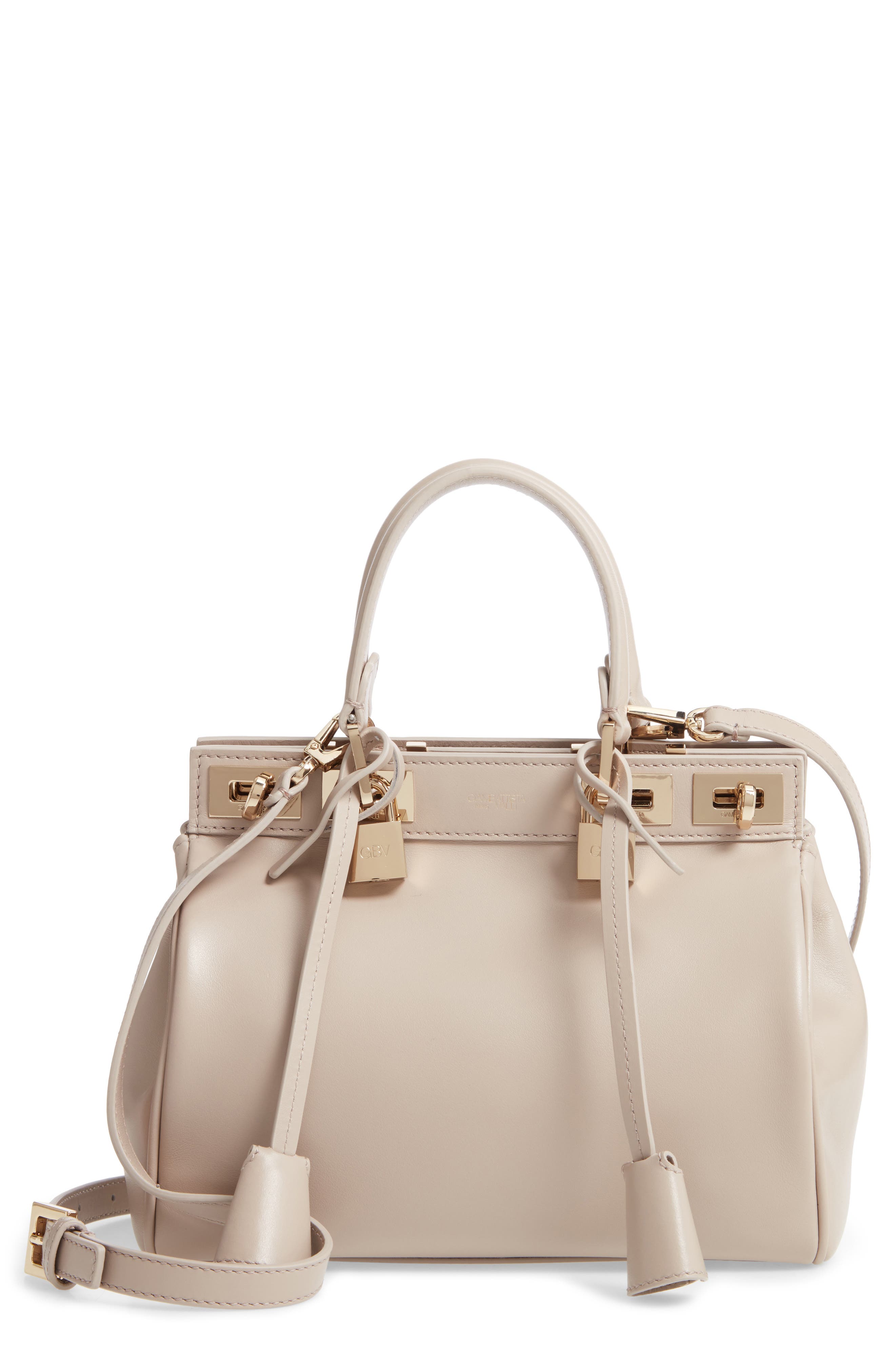 Giambattista Valli Small Flore Calfskin Leather Satchel, Main, color, 