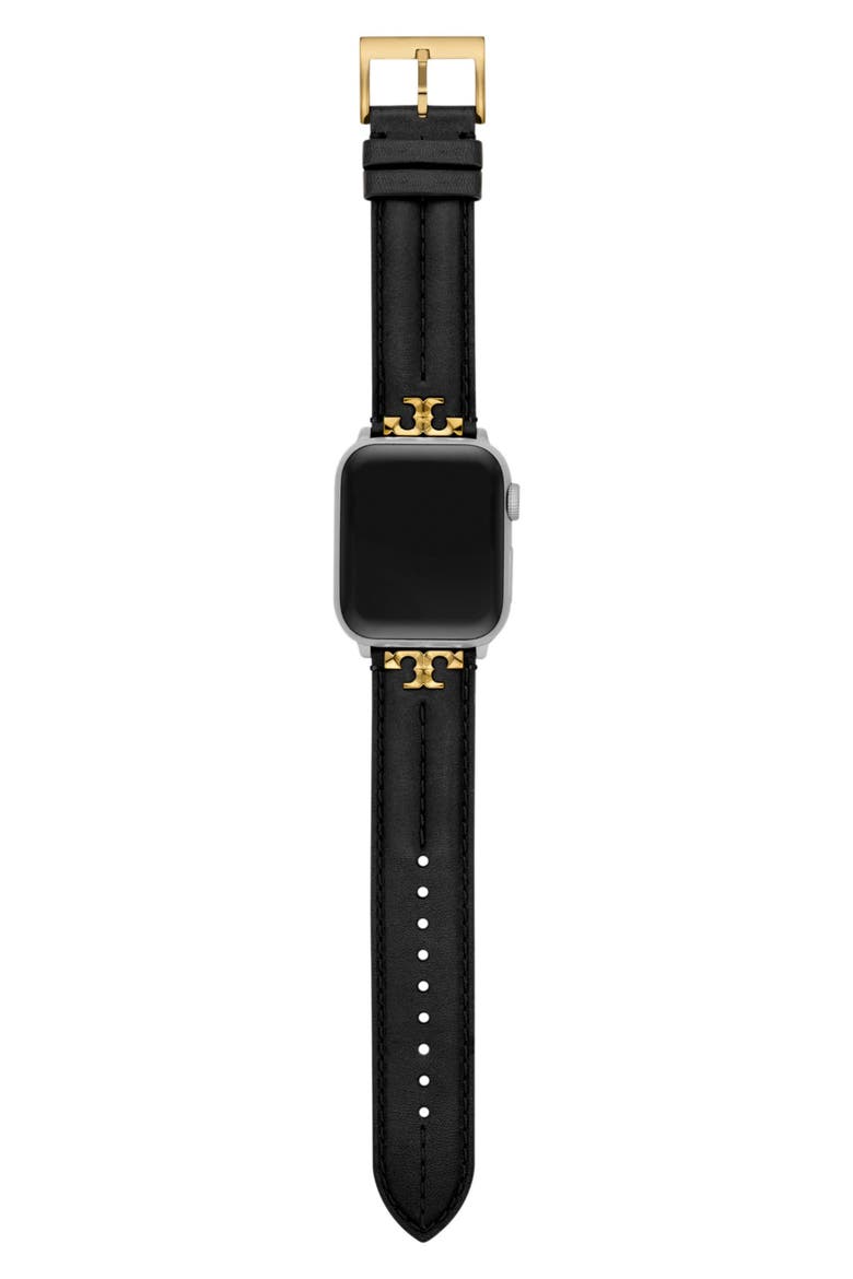 The Kira Leather 20mm Apple Watch® Watchband, Alternate, color, BLACK