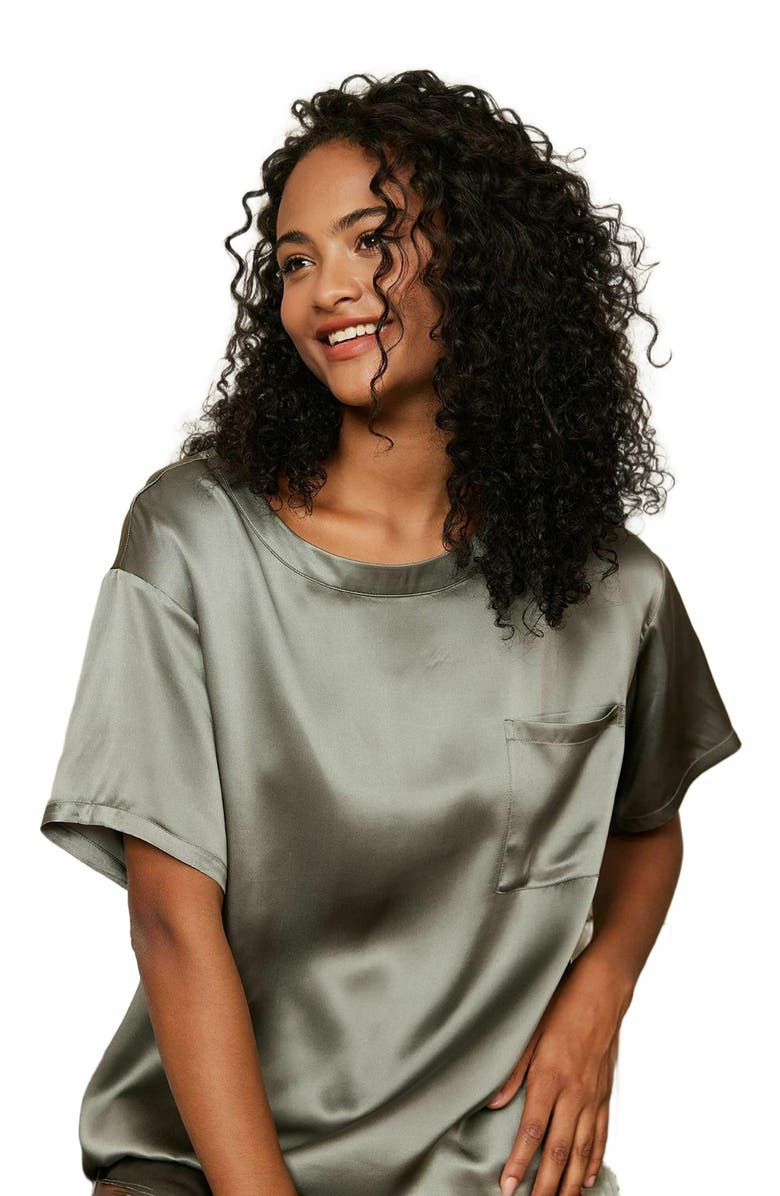 SILKSILKY Pure Silk Casual Womens Sleep Tee, Alternate, color, 