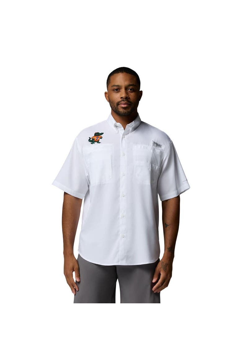 Men's Columbia White Florida Gators Tamiami Omni-Shade Button-Down Shirt, Main, color, White
