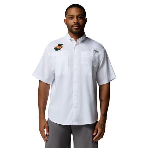 Men's Columbia White Florida Gators Tamiami Omni-Shade Button-Down Shirt