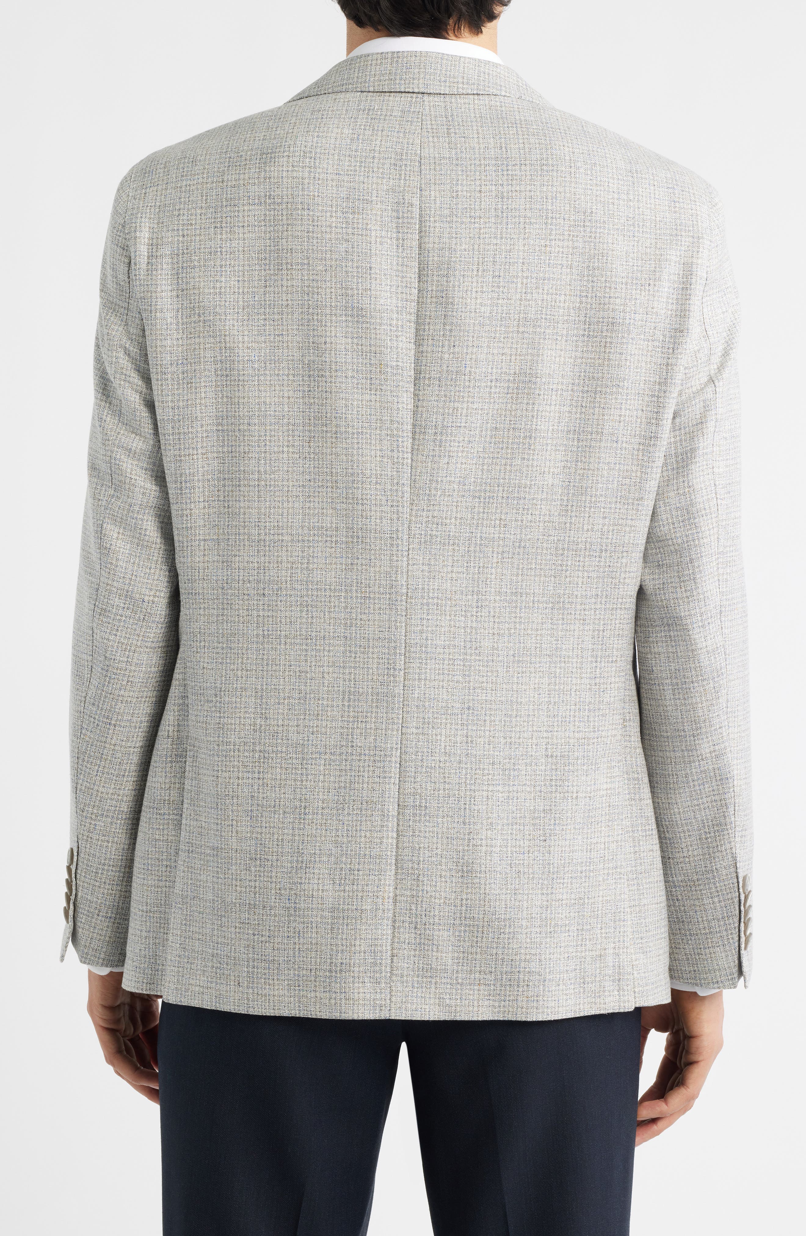 Jeff Regular Fit Grey Melange Silk & Wool Sport Coat - image 2