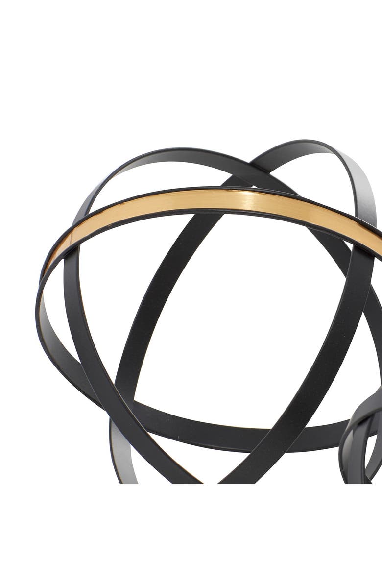 WILLOW ROW Black Metal Geometric Sculpture with Goldtone Accents - Set of 3, Alternate, color, 
