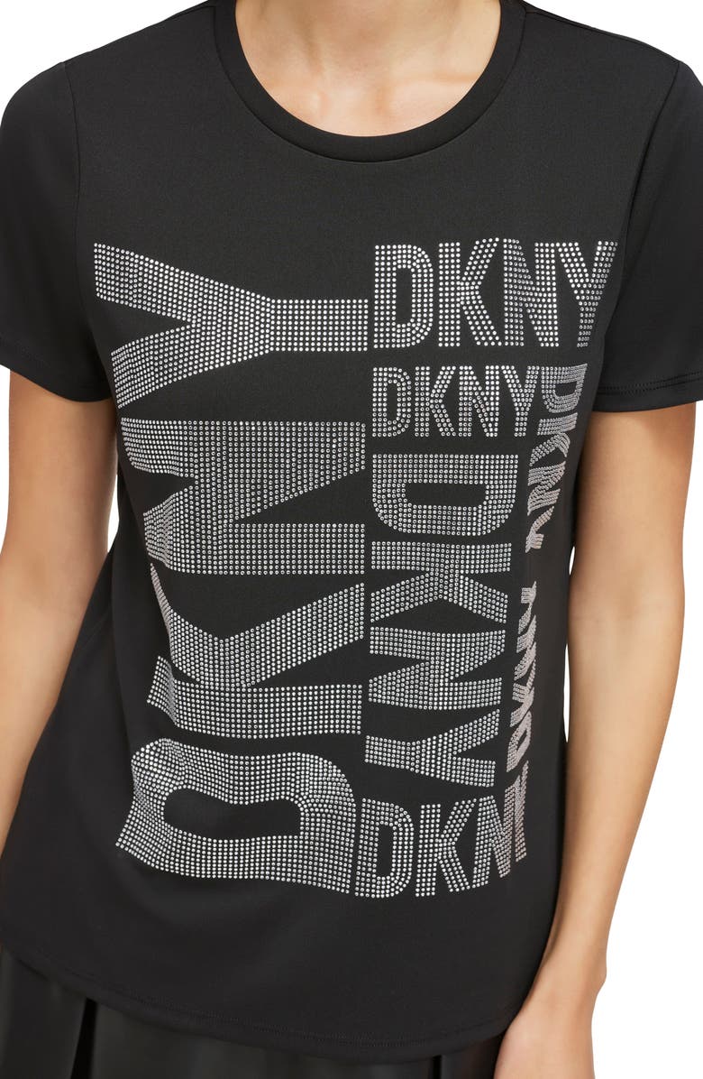 DKNY Gem Stud Logo T-Shirt, Alternate, color, 